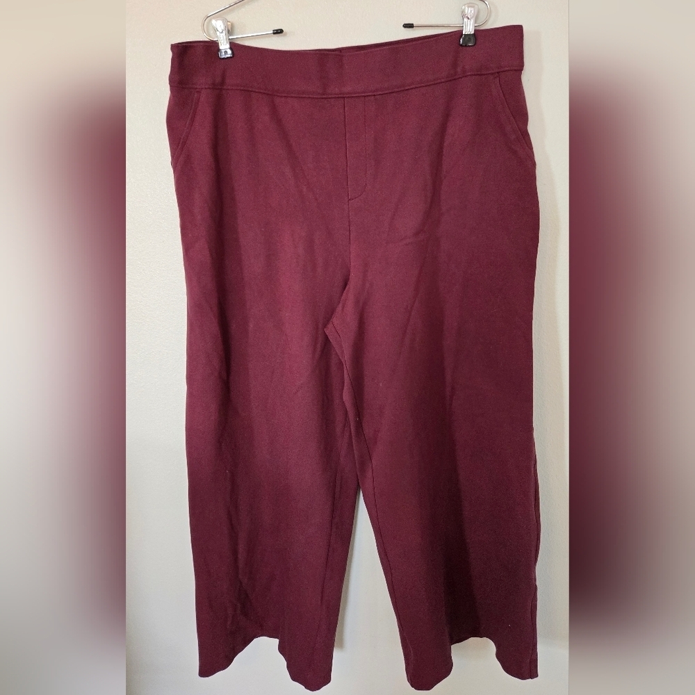 Spanx | Burgundy Super Smooth Perfect Fit Wide Leg Pants Size 3X